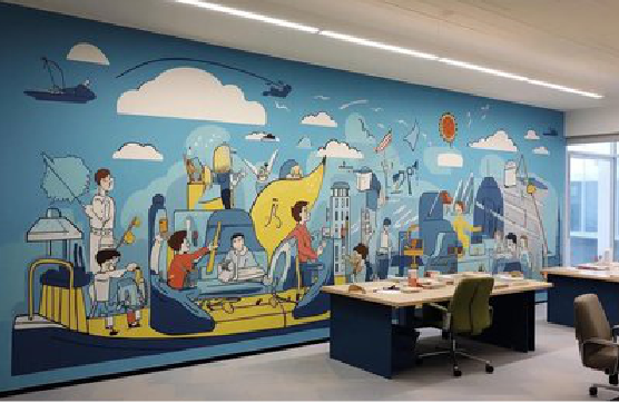 房县办公室墙绘的特点。